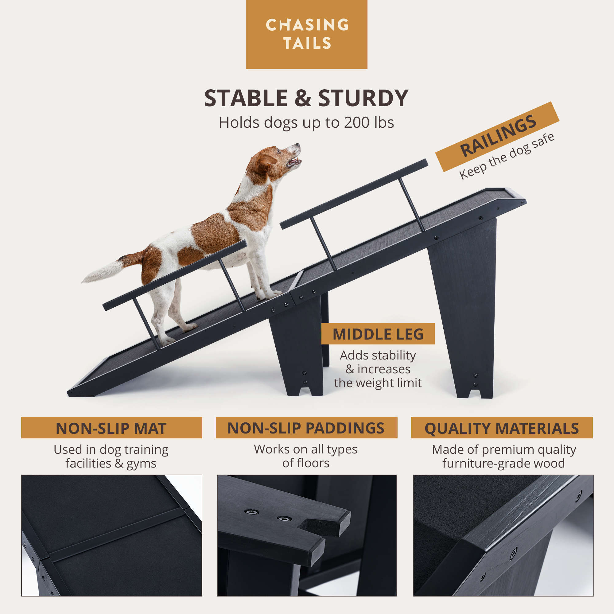 Dog Ramp for Beds Indoor Use Chasing Tails